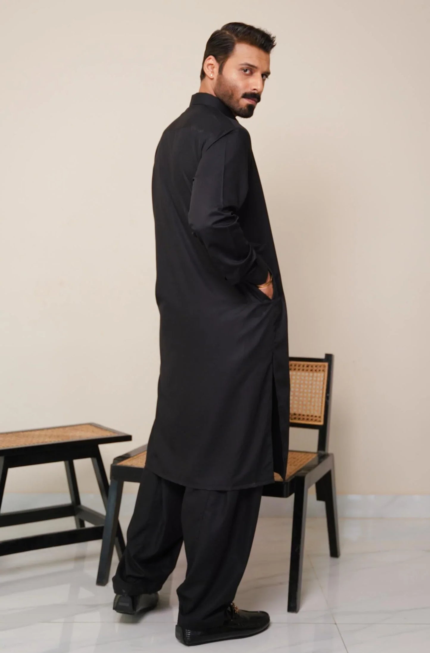 Classic Kameez Shalwar  JET-BLACK