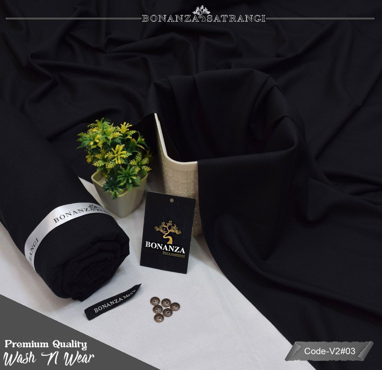 BONANZA SATRANGI MEN'S JET-BLACK